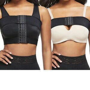 Post-Surgical Breast Band 3 Rows Hooks Chest Strap Wireless Two-Piece Sport Bra